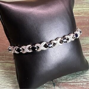 Sapphire dark blue‎ sterling silver tennis bracelet